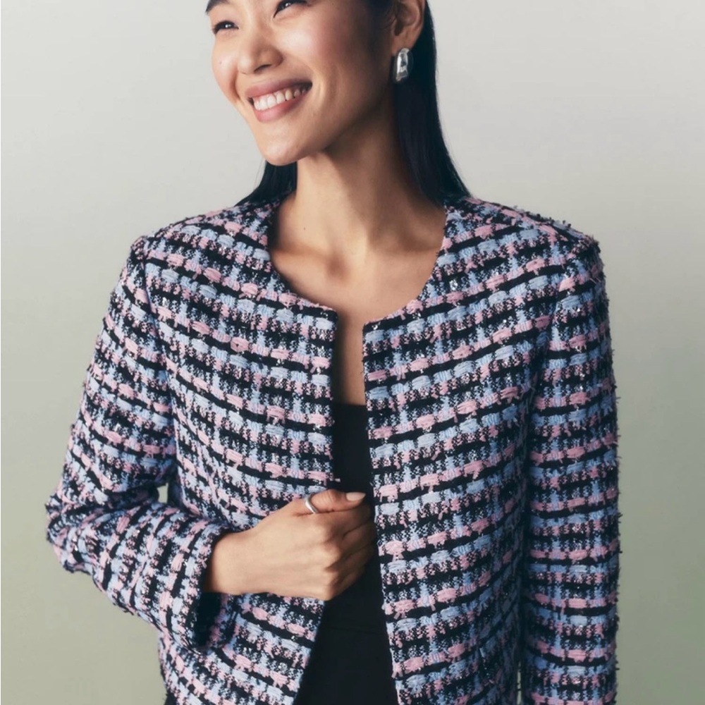 Ann Taylor orchid, breeze Women’s Pink & Black Tweed Jacket